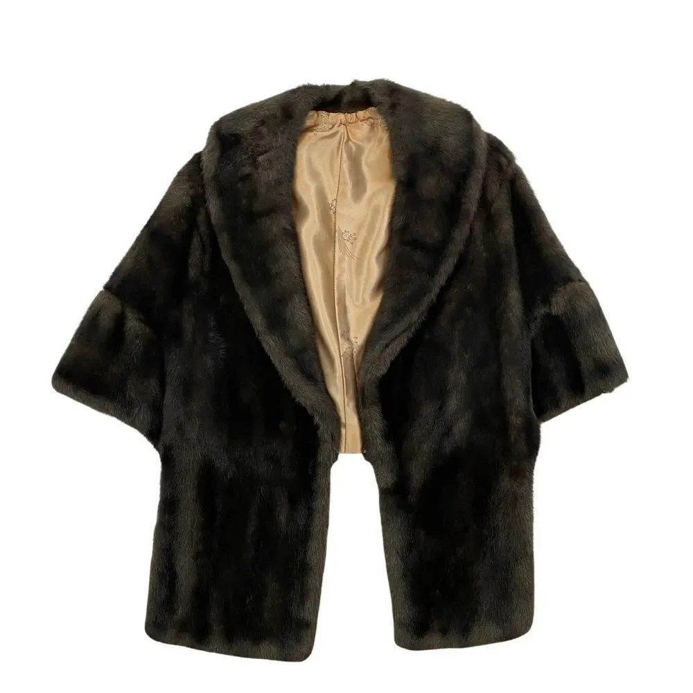 New With Original Tags Vintage Brown Faux Fur Capelet Shawl‎ One Size